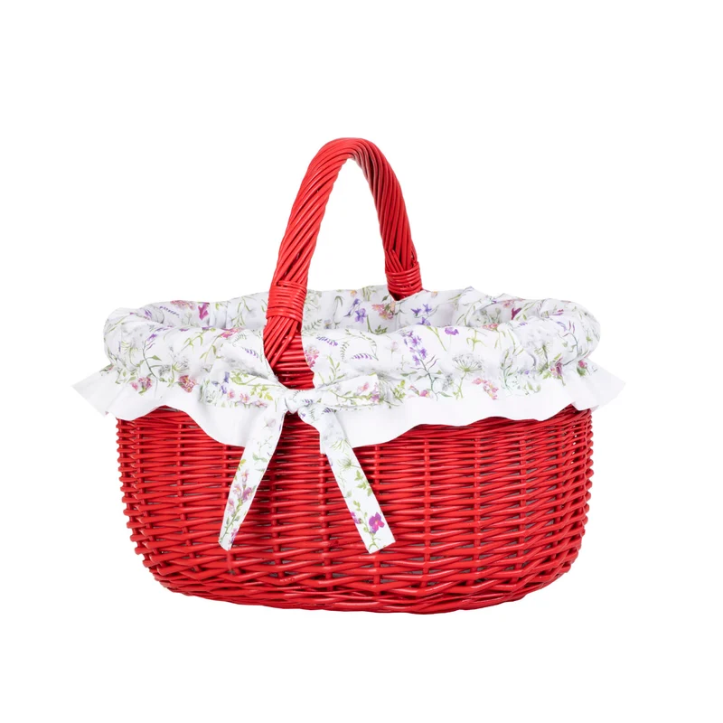 Werburga shopping basket with a wicker handle and white trim TheWickerStories