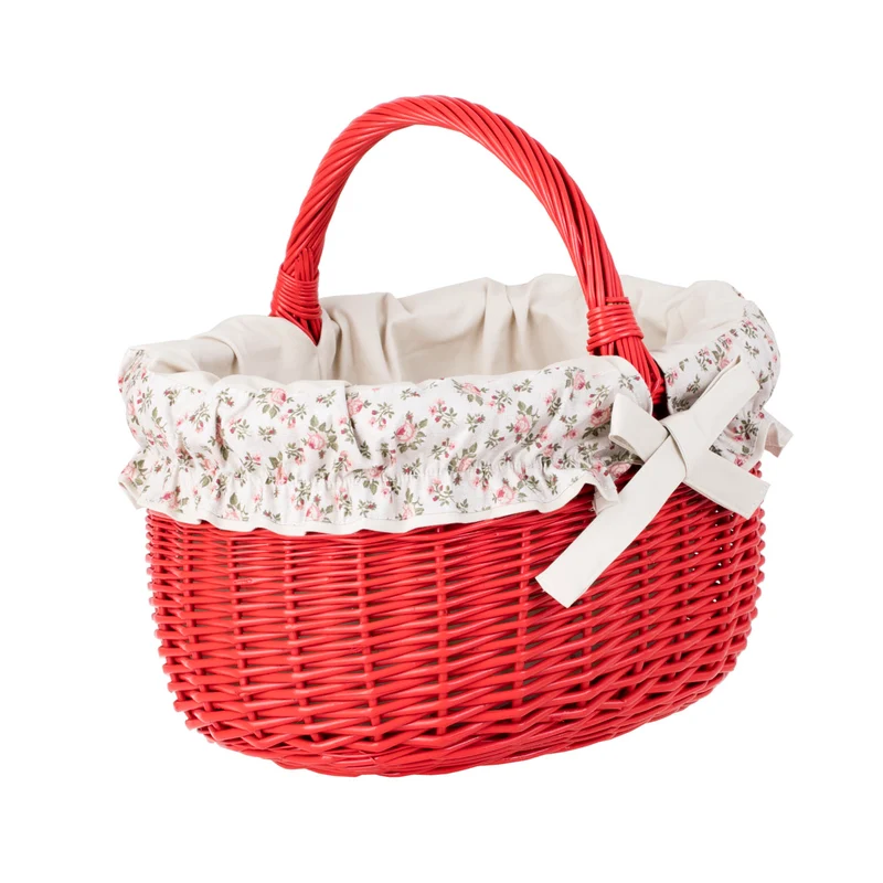 Werburga shopping basket with a wicker handle and white trim TheWickerStories