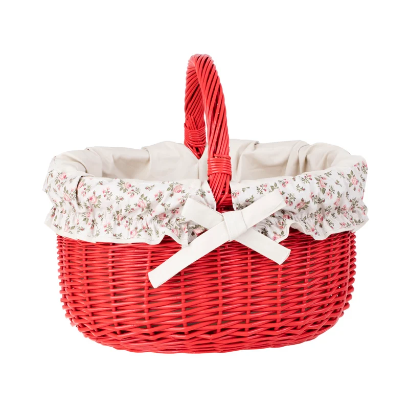 Werburga shopping basket with a wicker handle and white trim TheWickerStories