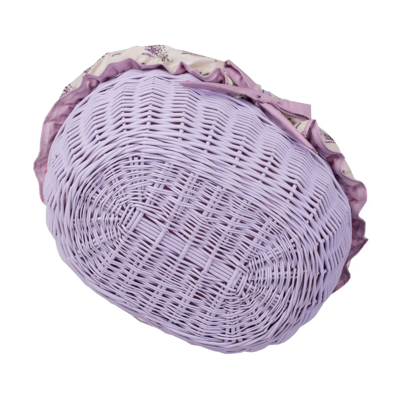 Werburga shopping basket with a wicker handle and purple trim TheWickerStories