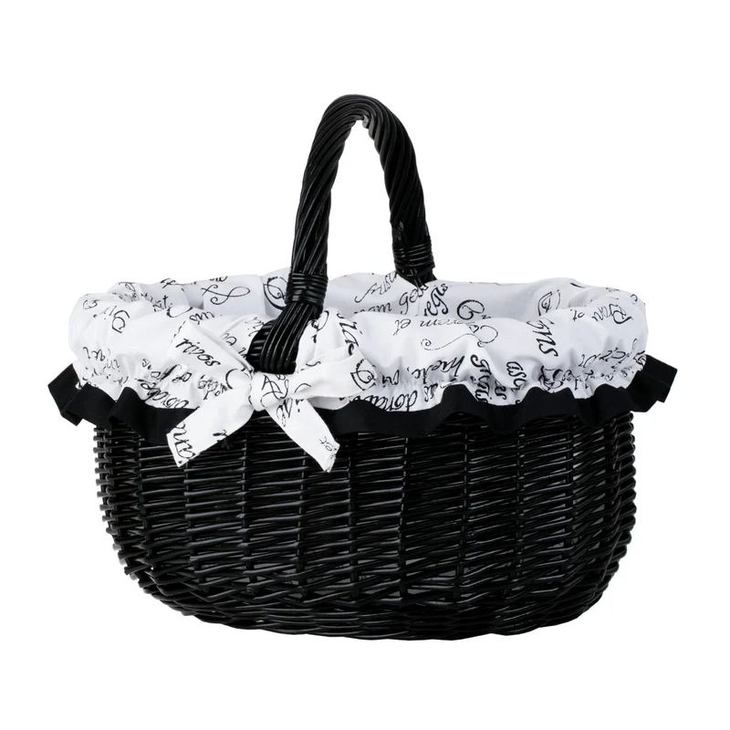 Werburga shopping basket with a wicker handle and white trim TheWickerStories
