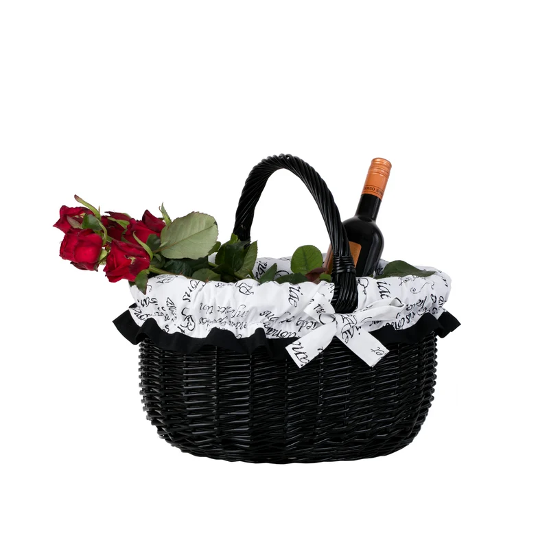 Werburga shopping basket with a wicker handle and white trim TheWickerStories