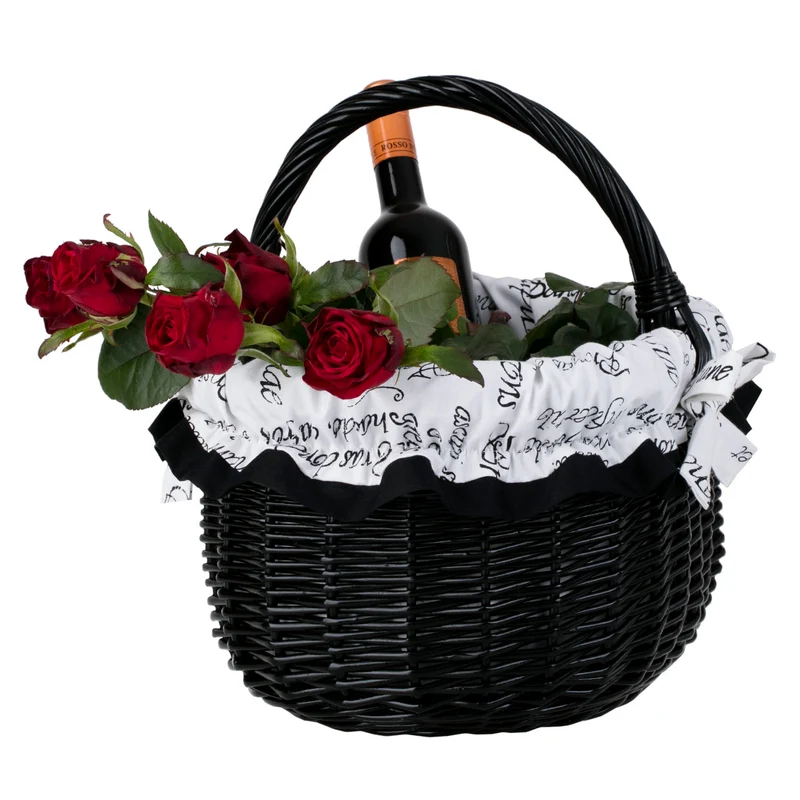 Werburga shopping basket with a wicker handle and white trim TheWickerStories