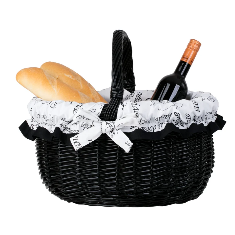 Werburga shopping basket with a wicker handle and white trim TheWickerStories