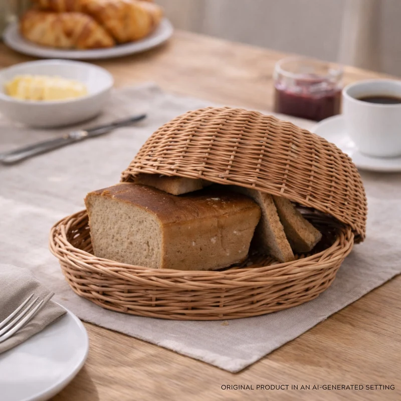 Linkus wicker bread box, bread basket, bread bin with lid TheWickerStories