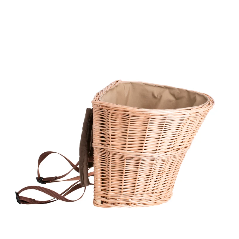 Sirellius wicker backpack with brown trim and straps TheWickerStories