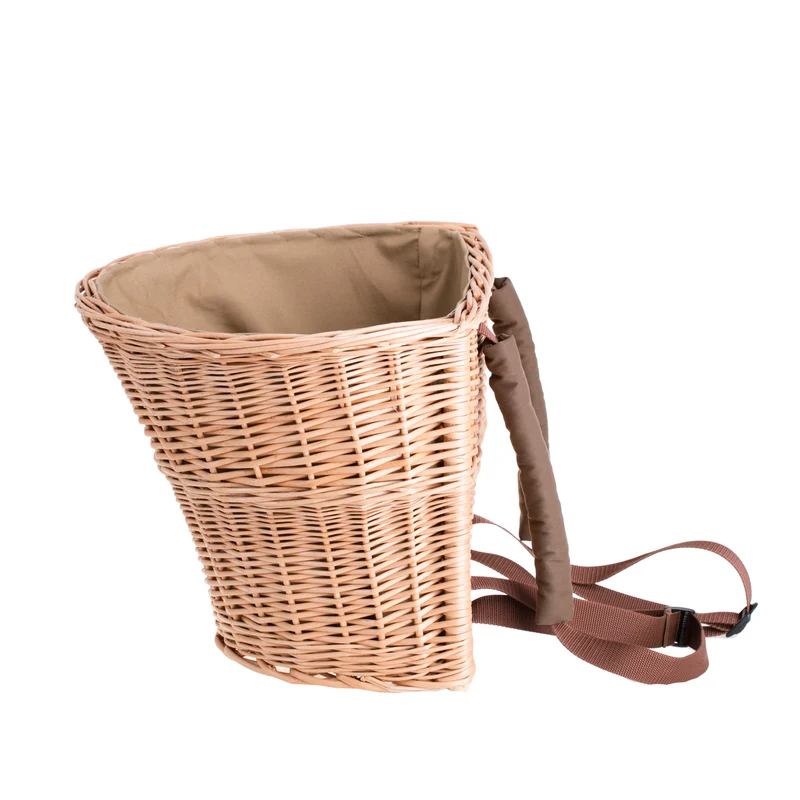 Sirellius wicker backpack with brown trim and straps TheWickerStories