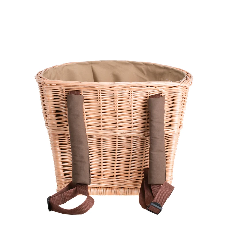 Sirellius wicker backpack with brown trim and straps TheWickerStories