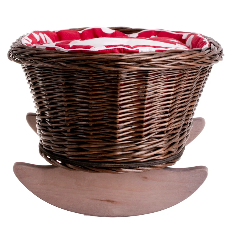 Mimi wicker doll cradle with red trim, including pillow and blanket TheWickerStories
