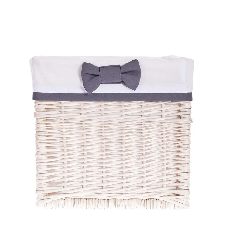 Nova wicker storage basket with white trim, set of 3 pcs, with bows TheWickerStories