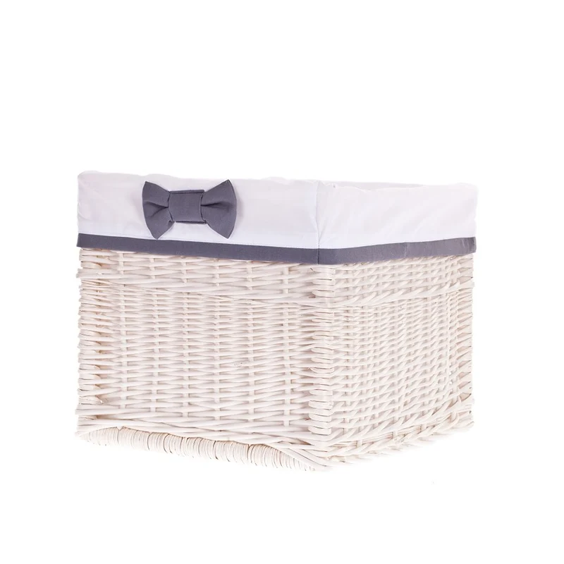 Nova wicker storage basket with white trim, set of 3 pcs, with bows TheWickerStories