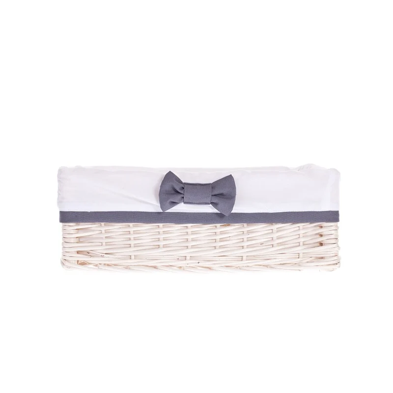 Nova wicker storage basket with white trim, set of 3 pcs, with bows TheWickerStories