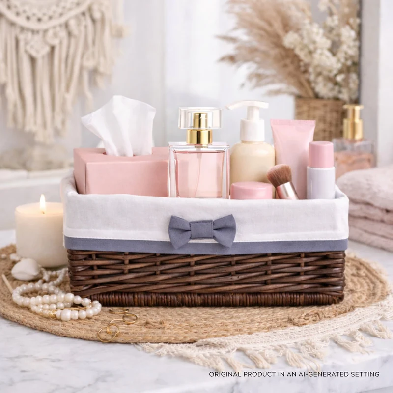 Nova wicker storage organizer with white removable liner, set of 3 pcs. TheWickerStories
