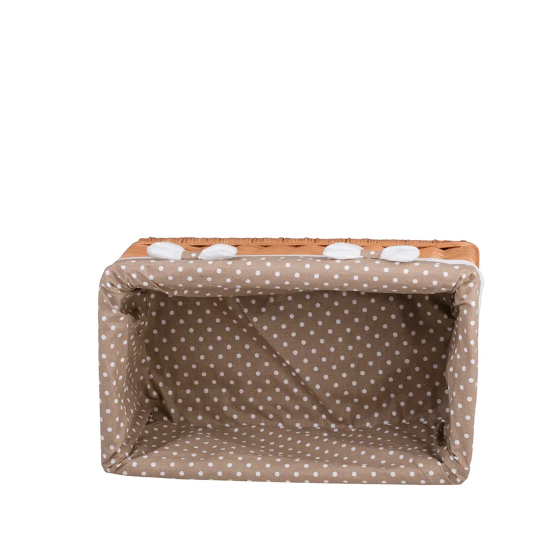 Nova wicker storage basket with beige trim and bows TheWickerStories