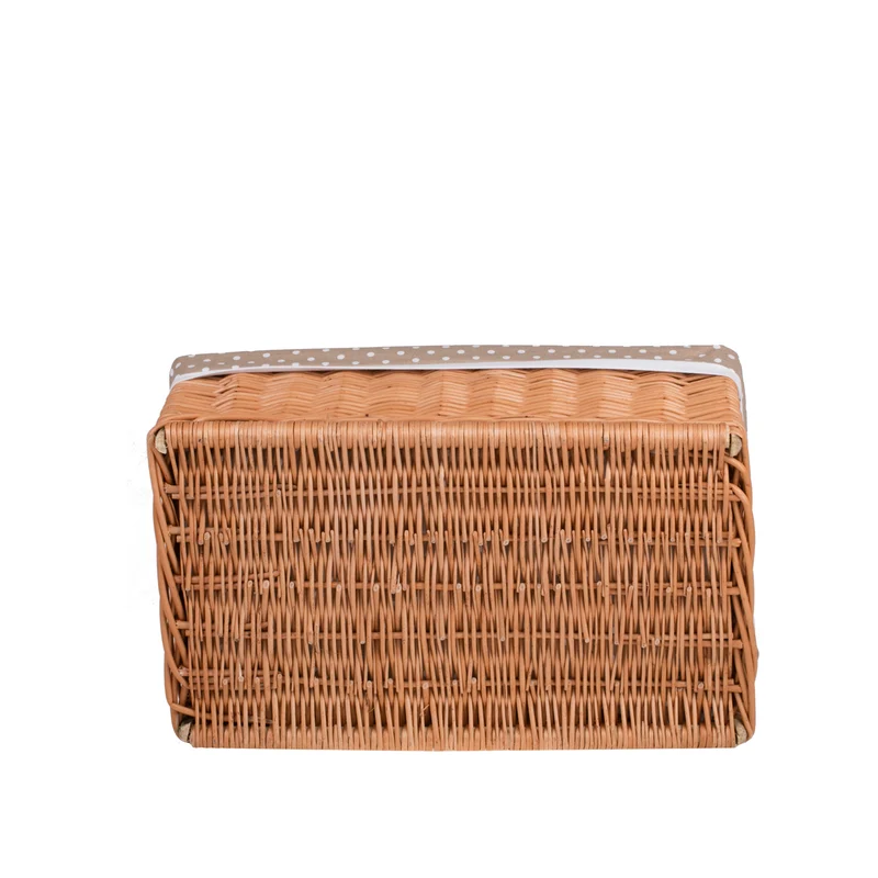 Nova wicker storage basket with beige trim and bows TheWickerStories