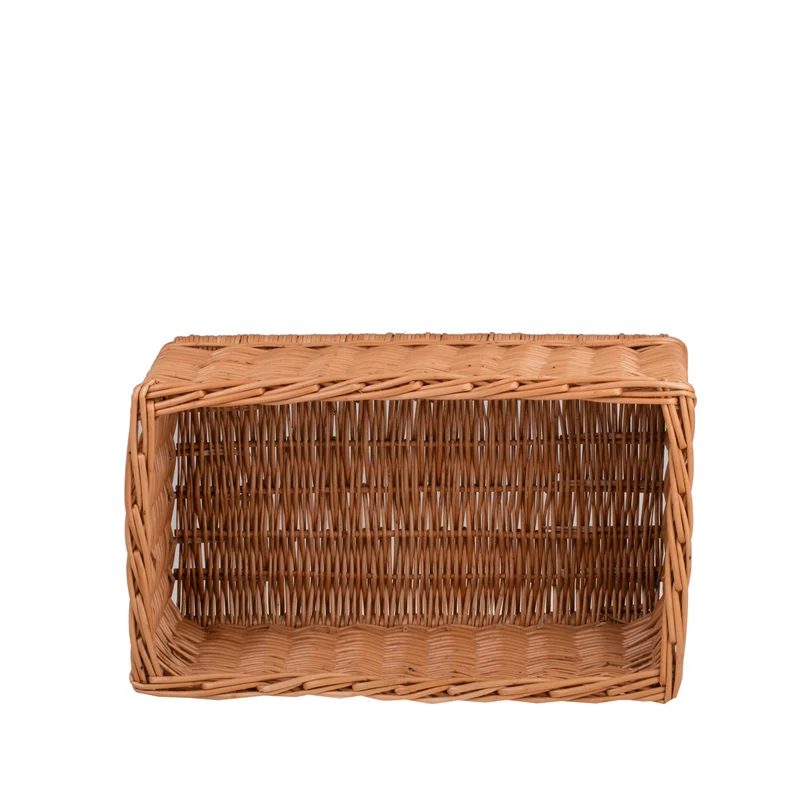 Nova wicker storage basket with beige trim and bows TheWickerStories