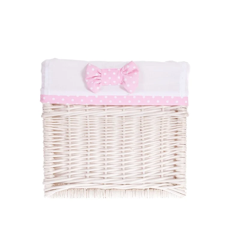 Nova wicker storage basket set with white trim and bows TheWickerStories