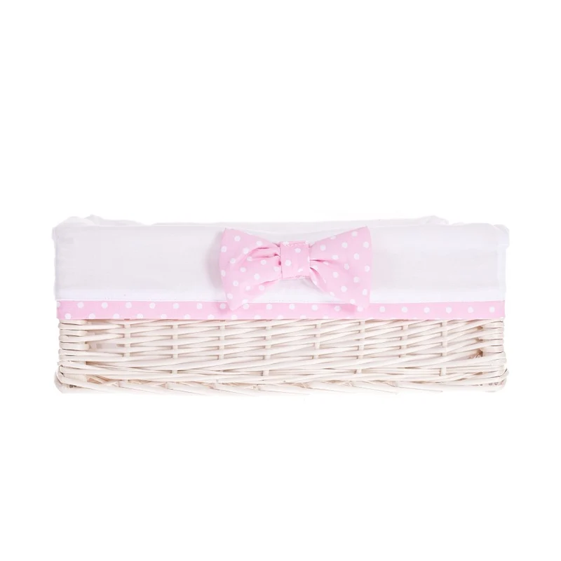 Nova wicker storage basket set with white trim and bows TheWickerStories