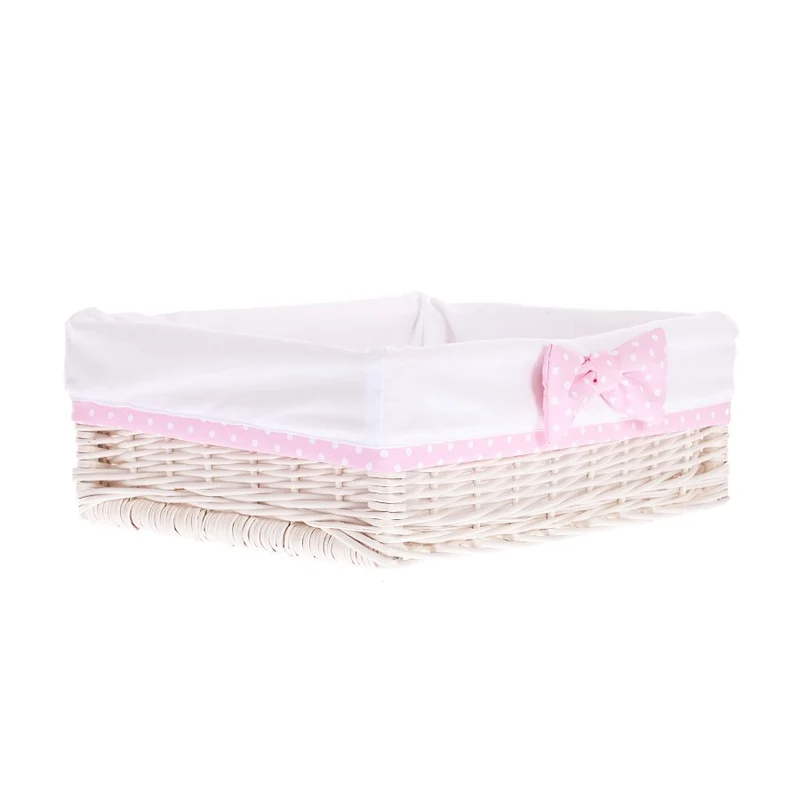 Nova wicker storage basket set with white trim and bows TheWickerStories