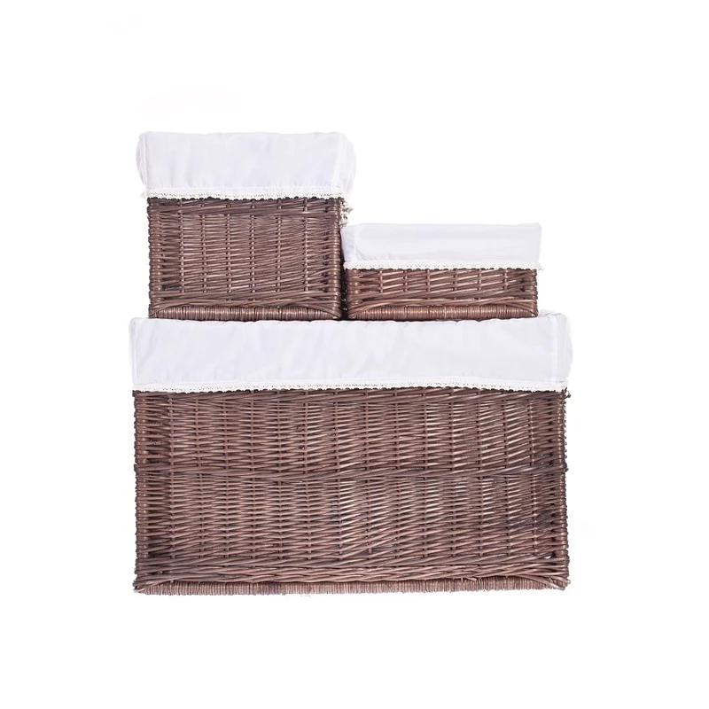 Nova wicker storage organizer with white removable lining, set of 3 pcs. TheWickerStories
