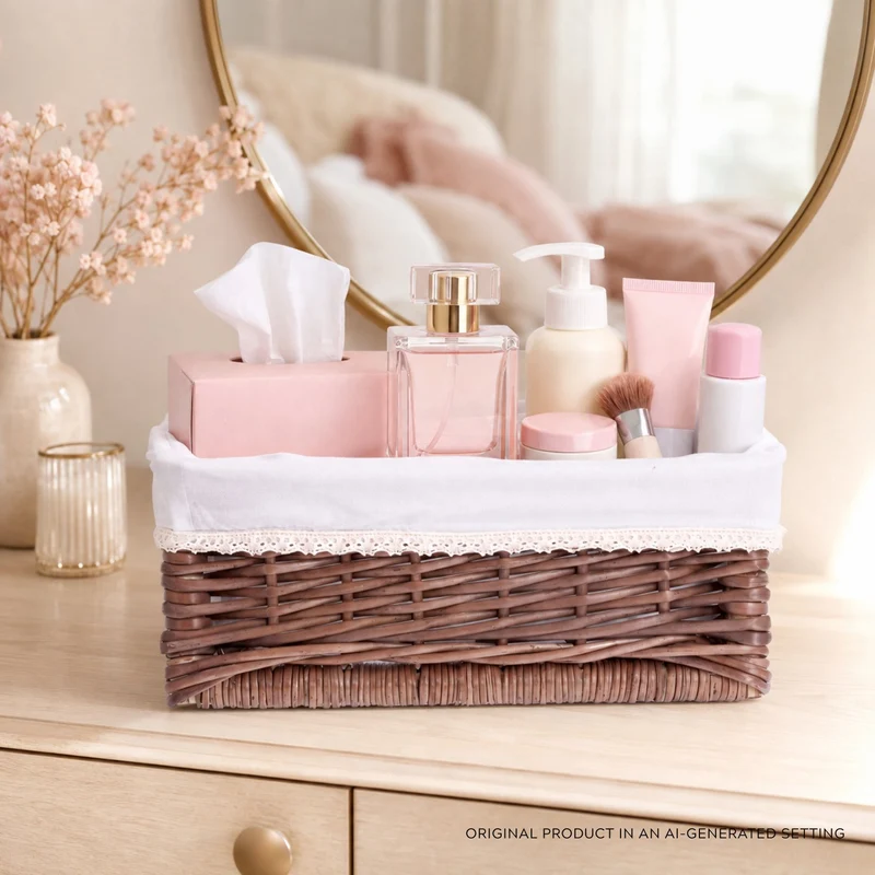 Nova wicker storage organizer with white removable lining, set of 3 pcs. TheWickerStories