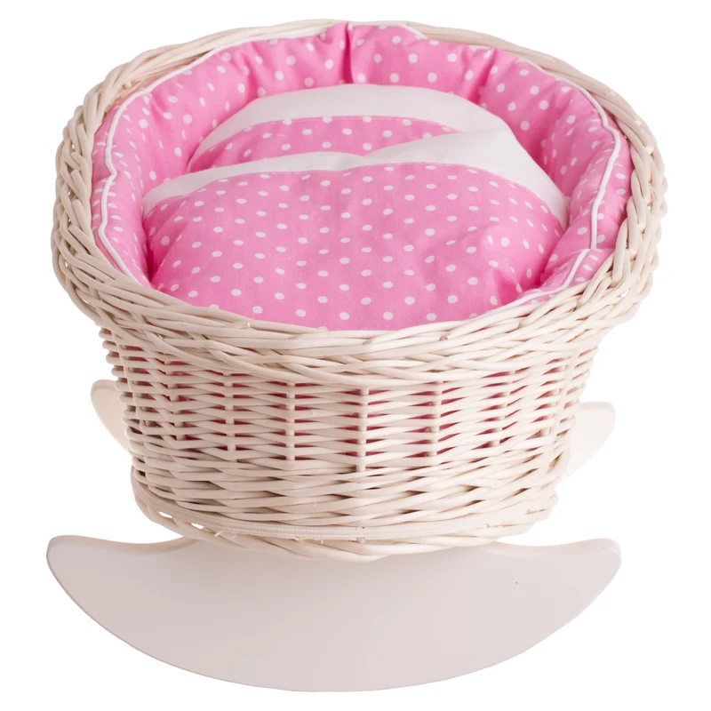 Mimi wicker cradle with pillow, quilt and lining TheWickerStories