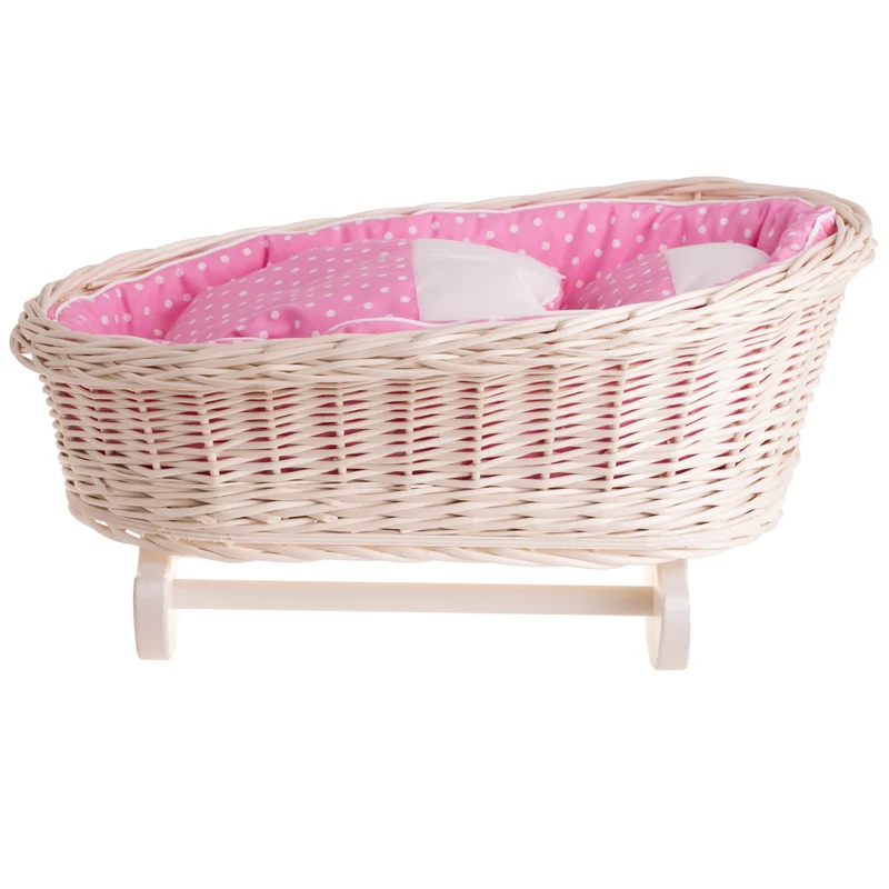 Mimi wicker cradle with pillow, quilt and lining TheWickerStories