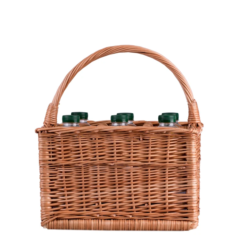 Gionella wicker basket, bottle crate, carrier with compartments and handle TheWickerStories