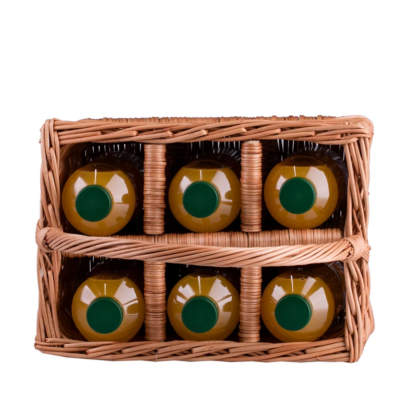 Gionella wicker basket, bottle crate, carrier with compartments and handle TheWickerStories