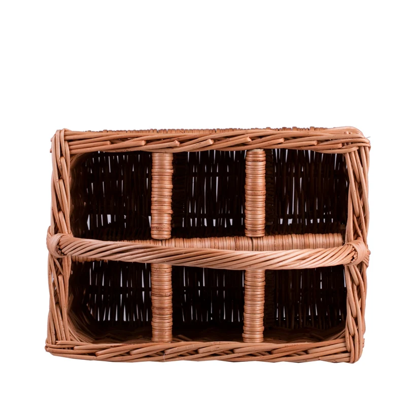 Gionella wicker basket, bottle crate, carrier with compartments and handle TheWickerStories
