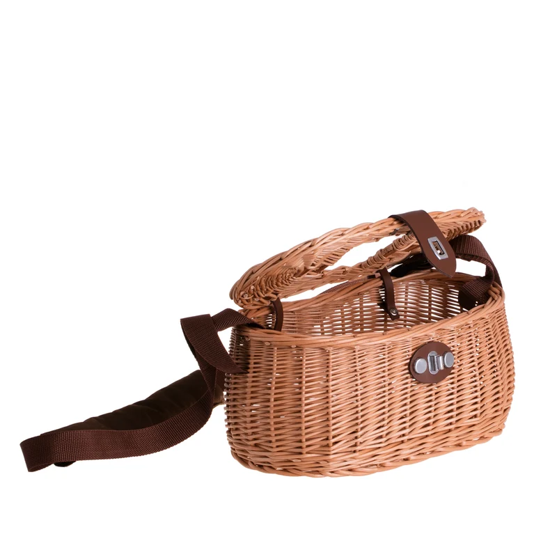 Marone wicker fishing basket with strap and clasp TheWickerStories