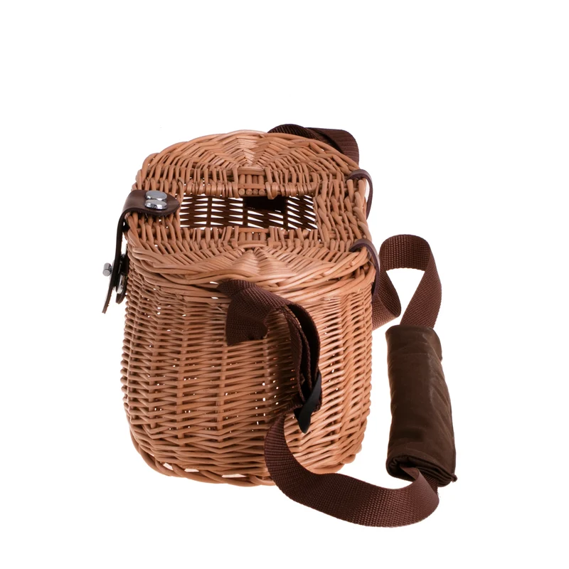 Marone wicker fishing basket with strap and clasp TheWickerStories
