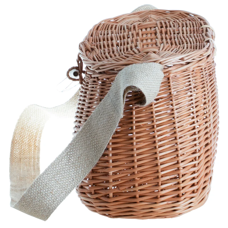 Marone wicker fishing basket with strap and clasp TheWickerStories