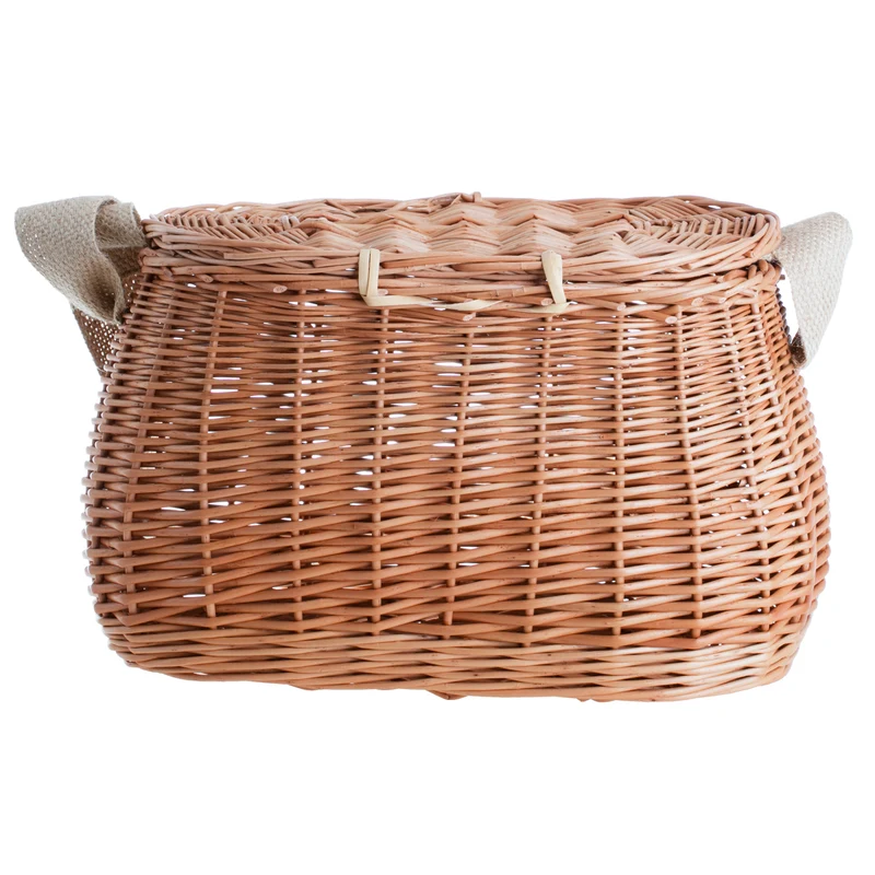 Marone wicker fishing basket with strap and clasp TheWickerStories