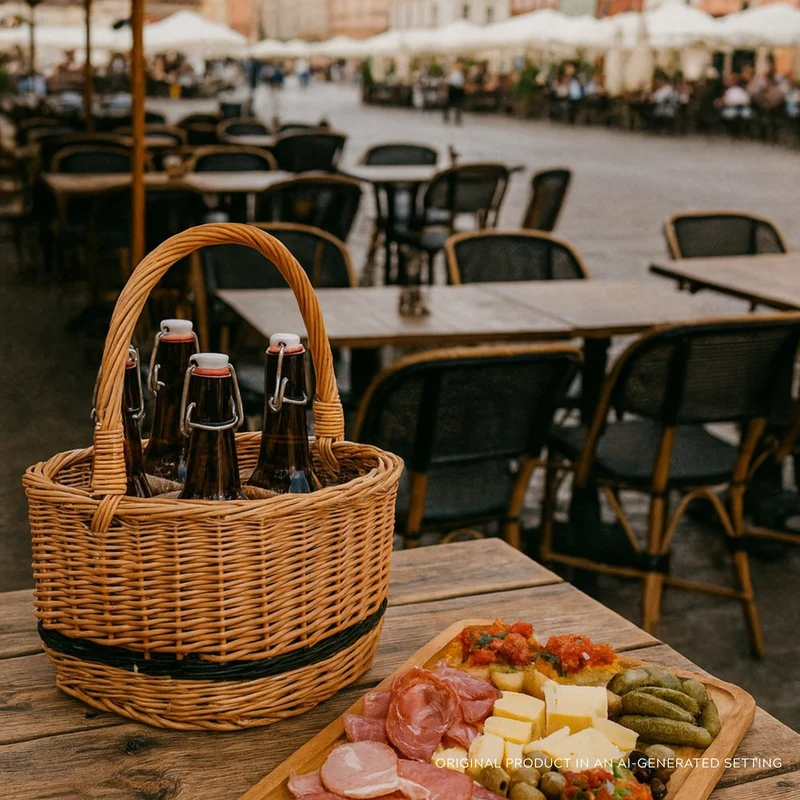 Gisarra wicker basket, bottle crate and carrier with dividers and handle TheWickerStories