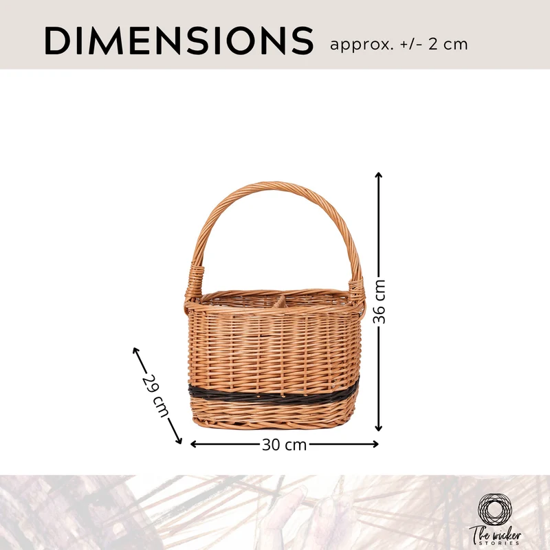 Gisarra wicker basket, bottle crate and carrier with dividers and handle TheWickerStories