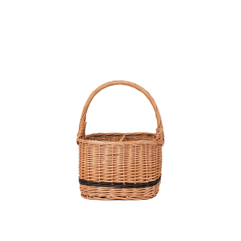 Gisarra wicker basket, bottle crate and carrier with dividers and handle TheWickerStories