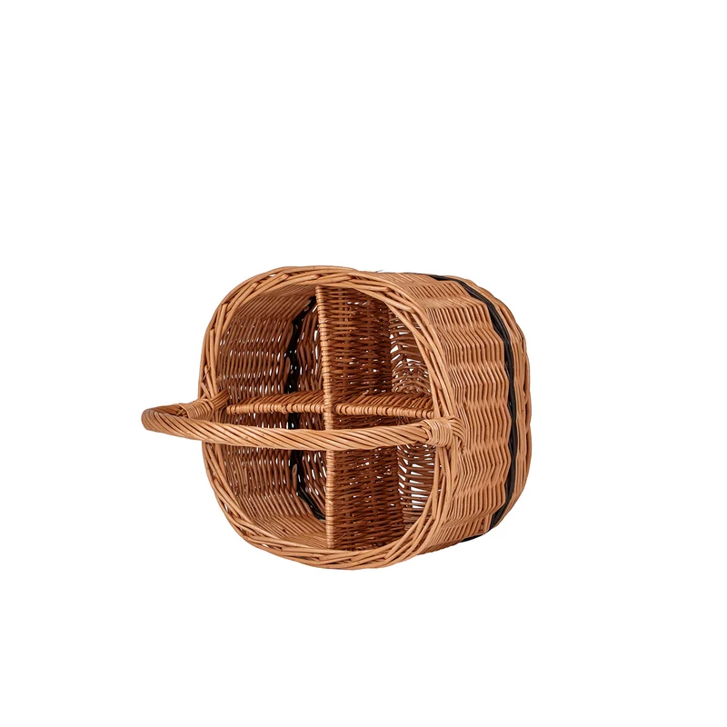 Gisarra wicker basket, bottle crate and carrier with dividers and handle TheWickerStories