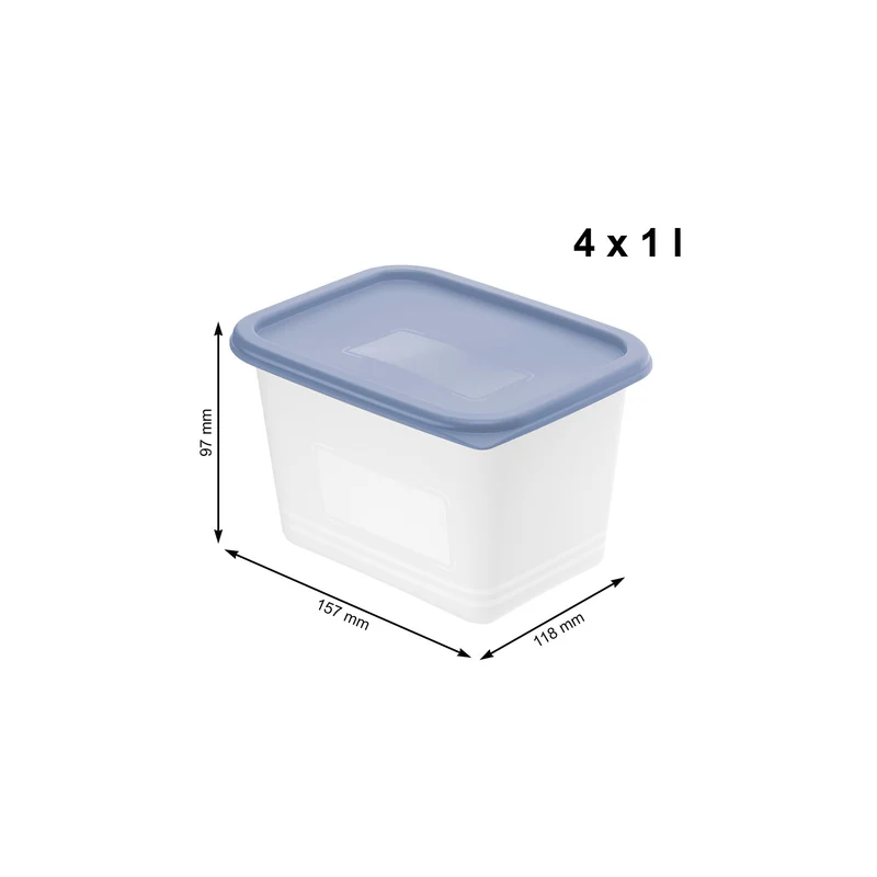 4er Set Gefrierdose 1 l DOMINO