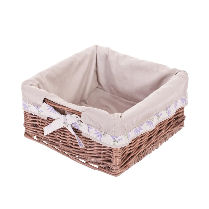 Nova wicker shelf basket with beige trim, featuring handles TheWickerStories
