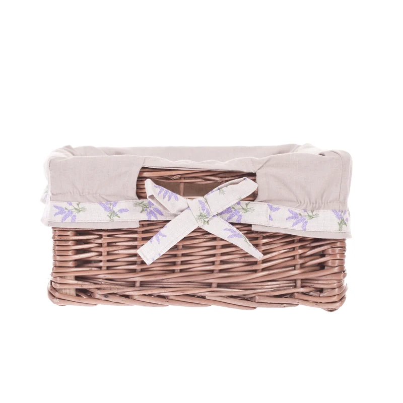 Nova wicker shelf basket with beige trim, featuring handles TheWickerStories