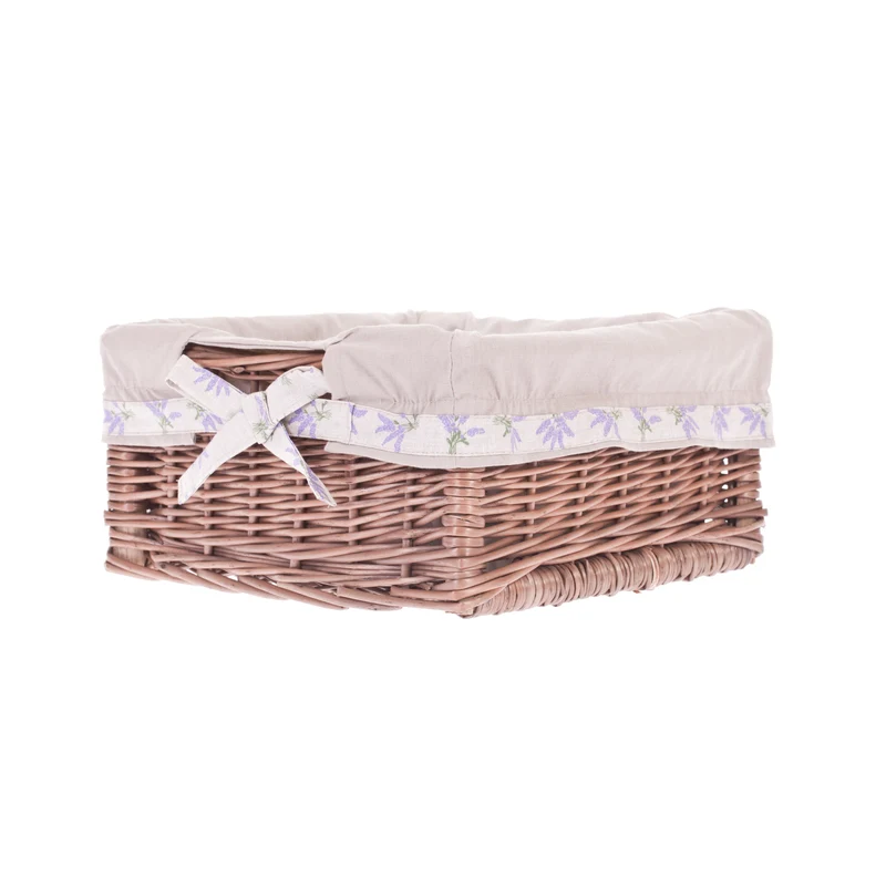 Nova wicker shelf basket with beige trim, featuring handles TheWickerStories