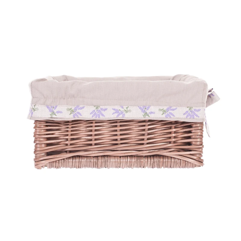 Nova wicker shelf basket with beige trim, featuring handles TheWickerStories
