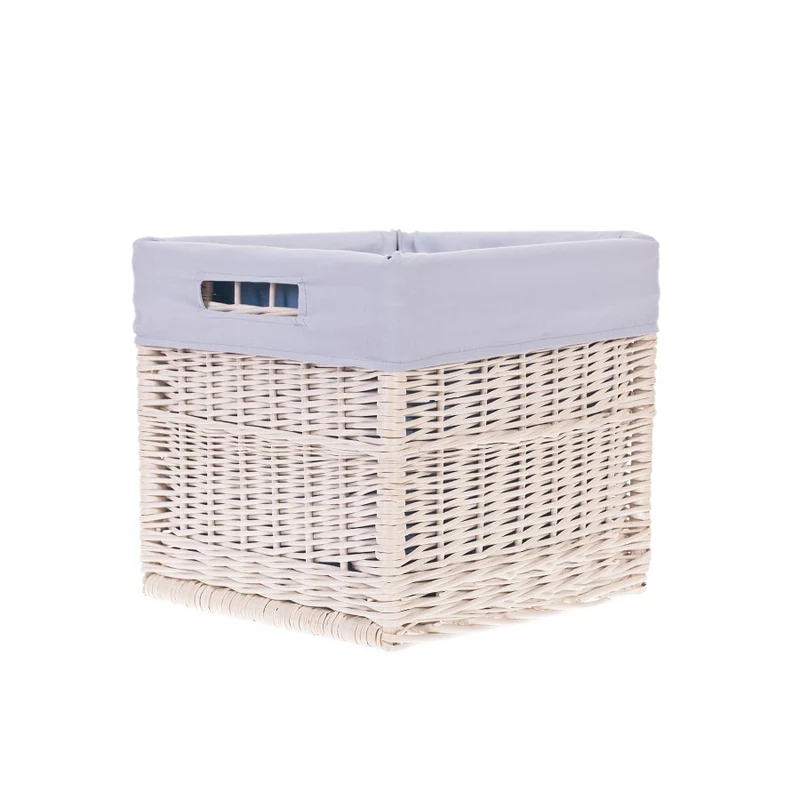 Nova wicker storage basket with gray trim, featuring handles TheWickerStories