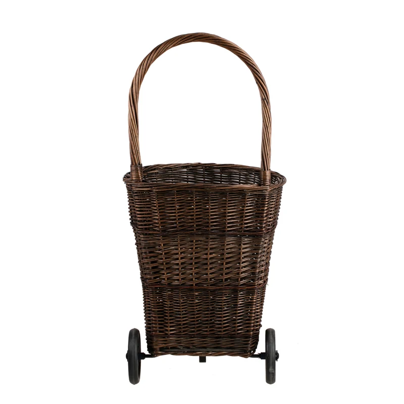 Favoren wicker firewood basket on wheels with handle TheWickerStories