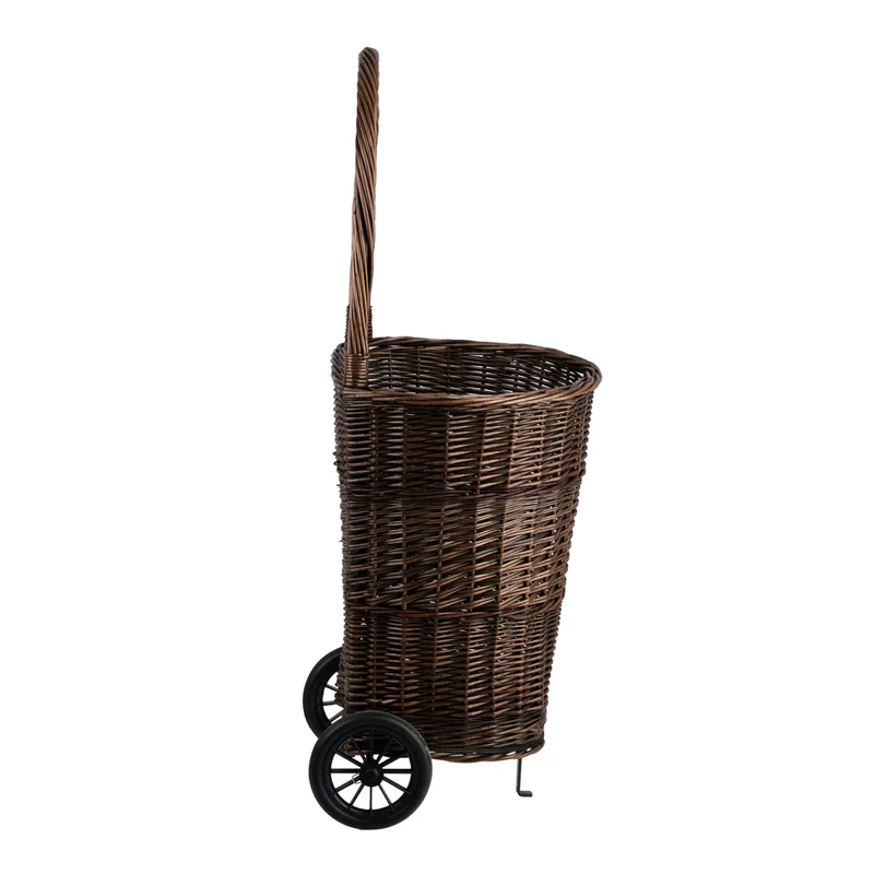 Favoren wicker firewood basket on wheels with handle TheWickerStories