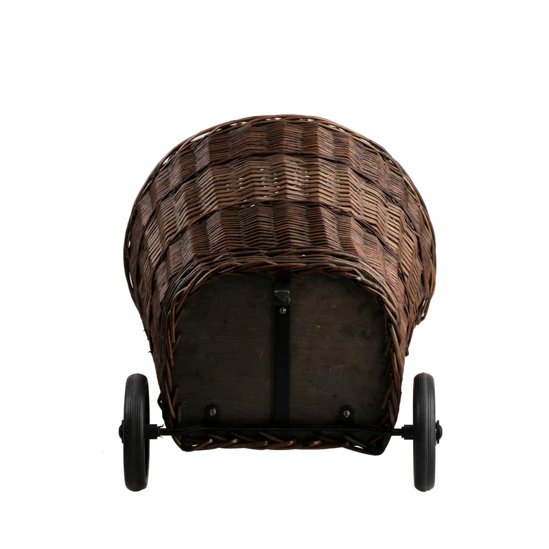 Favoren wicker firewood basket on wheels with handle TheWickerStories