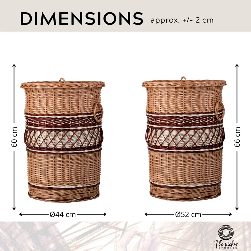 Maravia wicker laundry basket with fabric lining, lid, and handles TheWickerStories