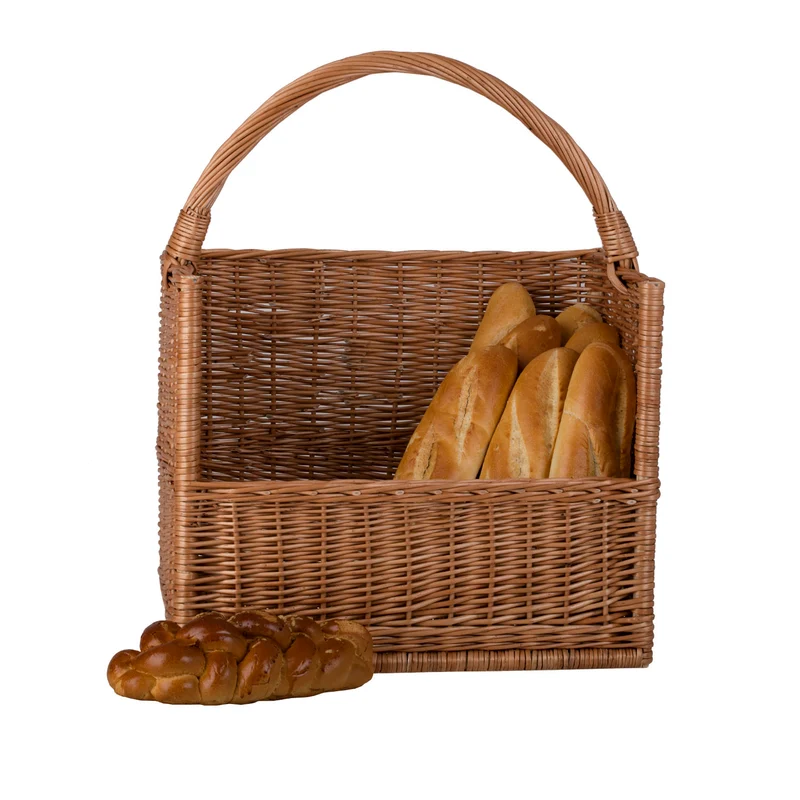 Barovia wicker baguette basket for bakery and store with handle TheWickerStories