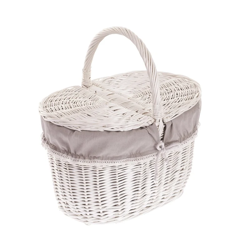 Kastalia wicker picnic basket, shopping basket with handle and lid TheWickerStories